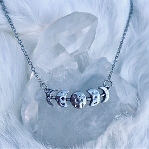 Silver moon phase necklace